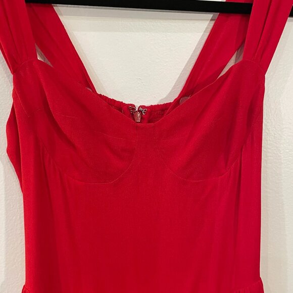 New Reformation Taiga Sweetheart Mini Dress Poinsetta Red 2, XS $218 - Picture 6 of 11